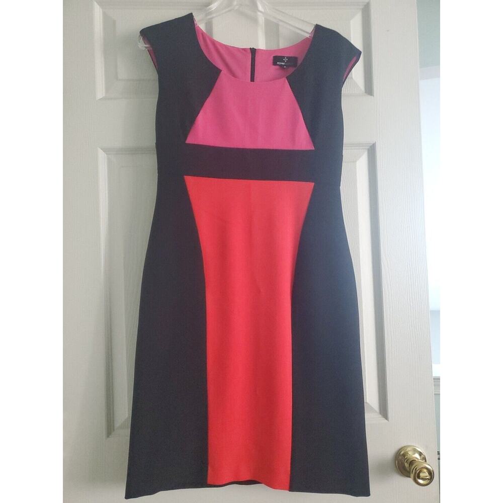 Excellent Ronni Nicole Dress A-Line, Sheath Colorblock Size 6, Designer, Woman